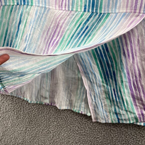 Soft Surroundings Senna Pastel Stripes Gauze Button Down Shirt Tunic Pockets XL - Picture 12 of 15